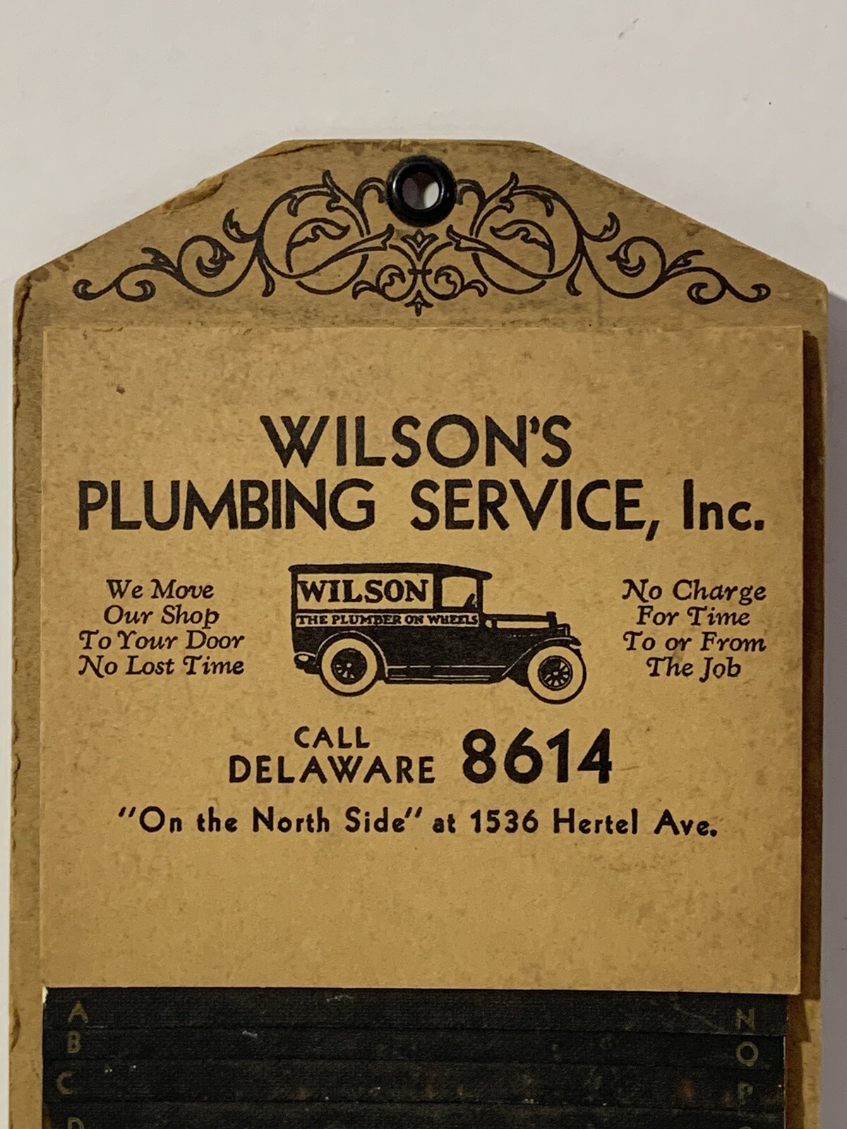 Antique 1920s Wilson’s Plumbing Service Early Auto Car Buffalo NY Litho Sign Pad