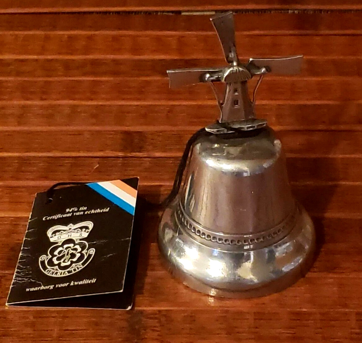 Vintage Holland DHS Gelria 94 Percent Tin Bell Windmill New With Tags