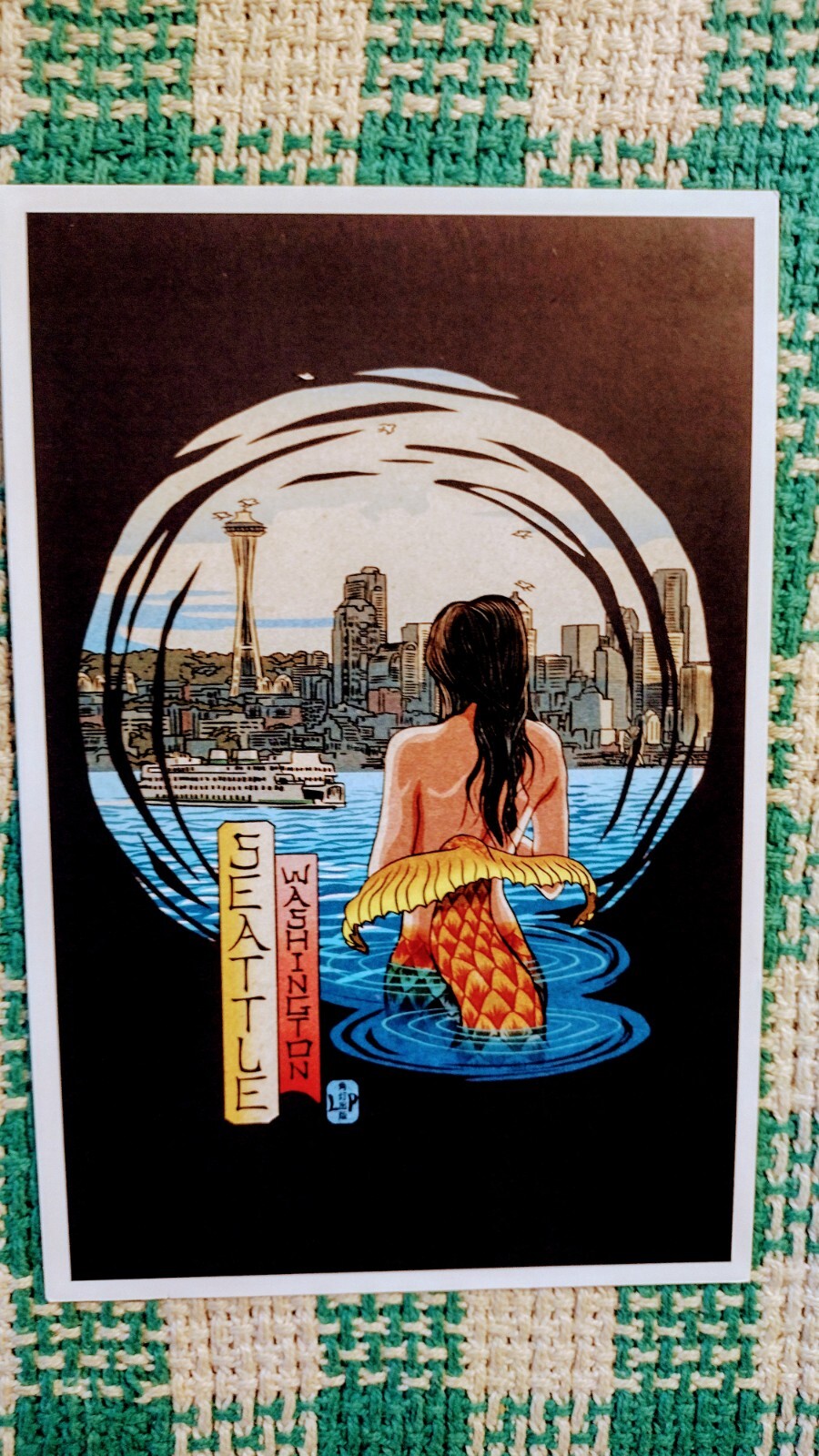 BEAUTIFUL POST CARD STATE FERRY SPACE NEEDLE SEATTLE WASHINGTON
