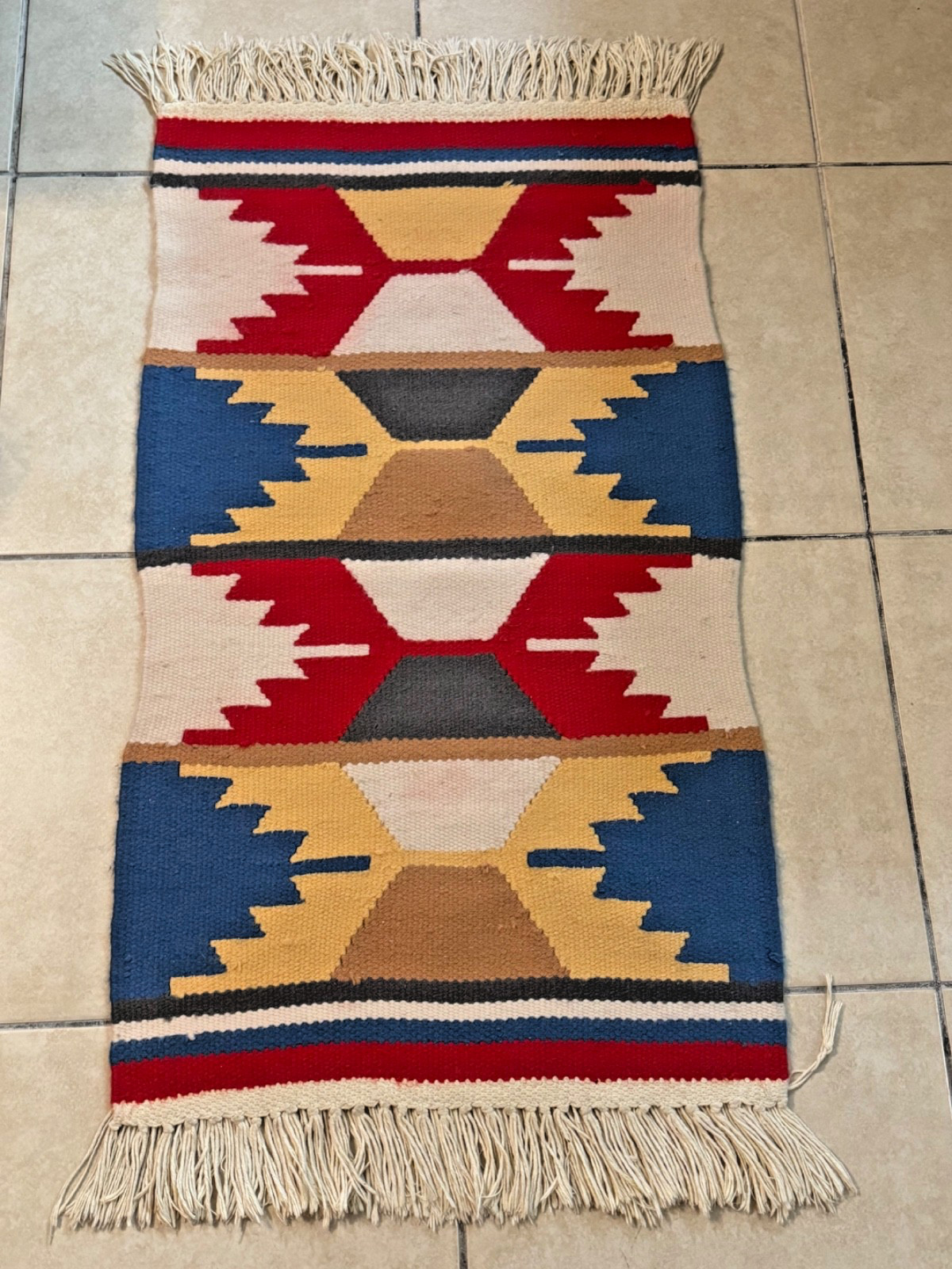 Vintage Southwestern Navajo 100% Wool Hand Woven Knotted Rug | 45