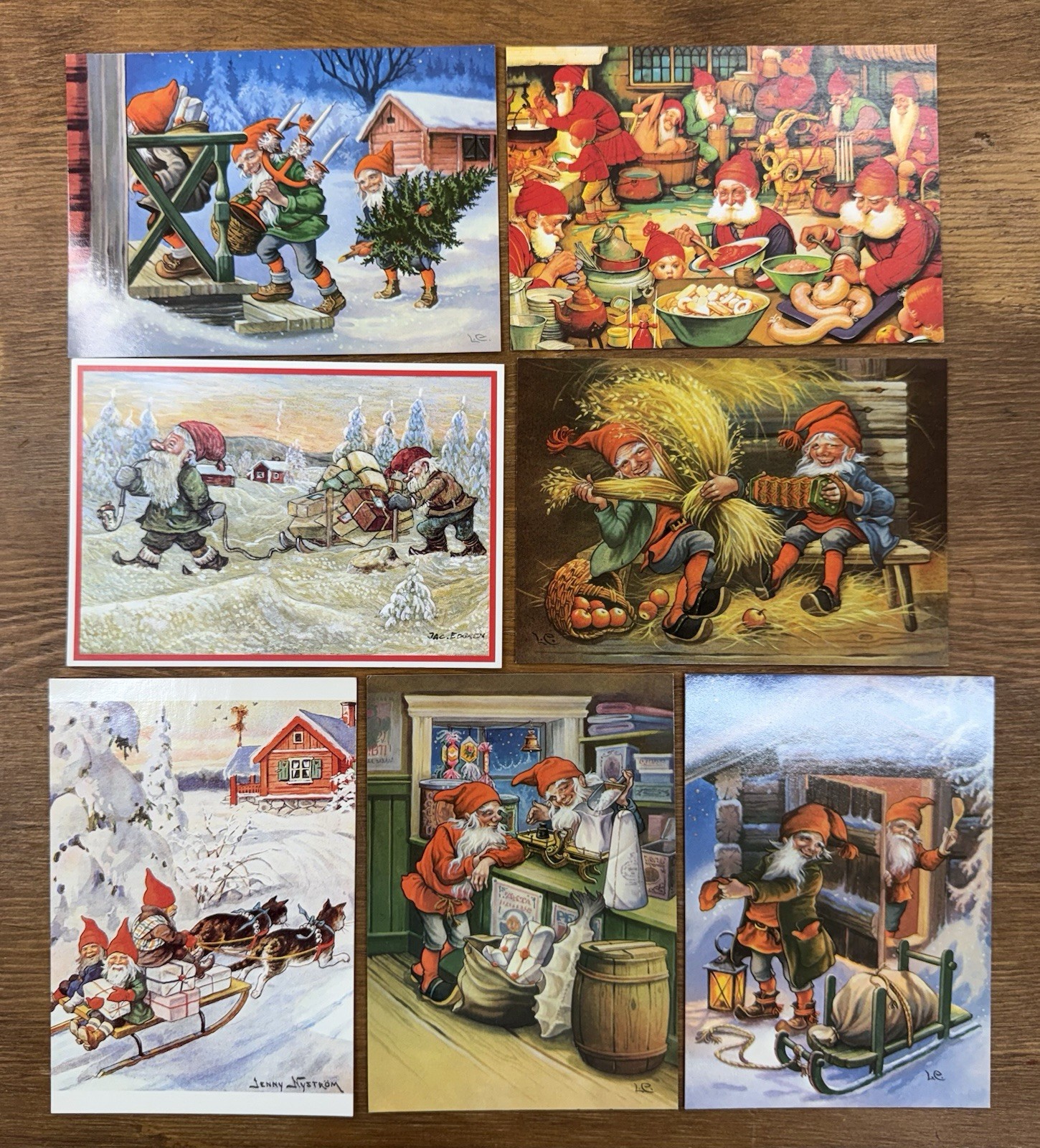 Vintage 1980s Lot 41 Scandinavian Postcard Folk Art Elf Troll Christmas Swedish