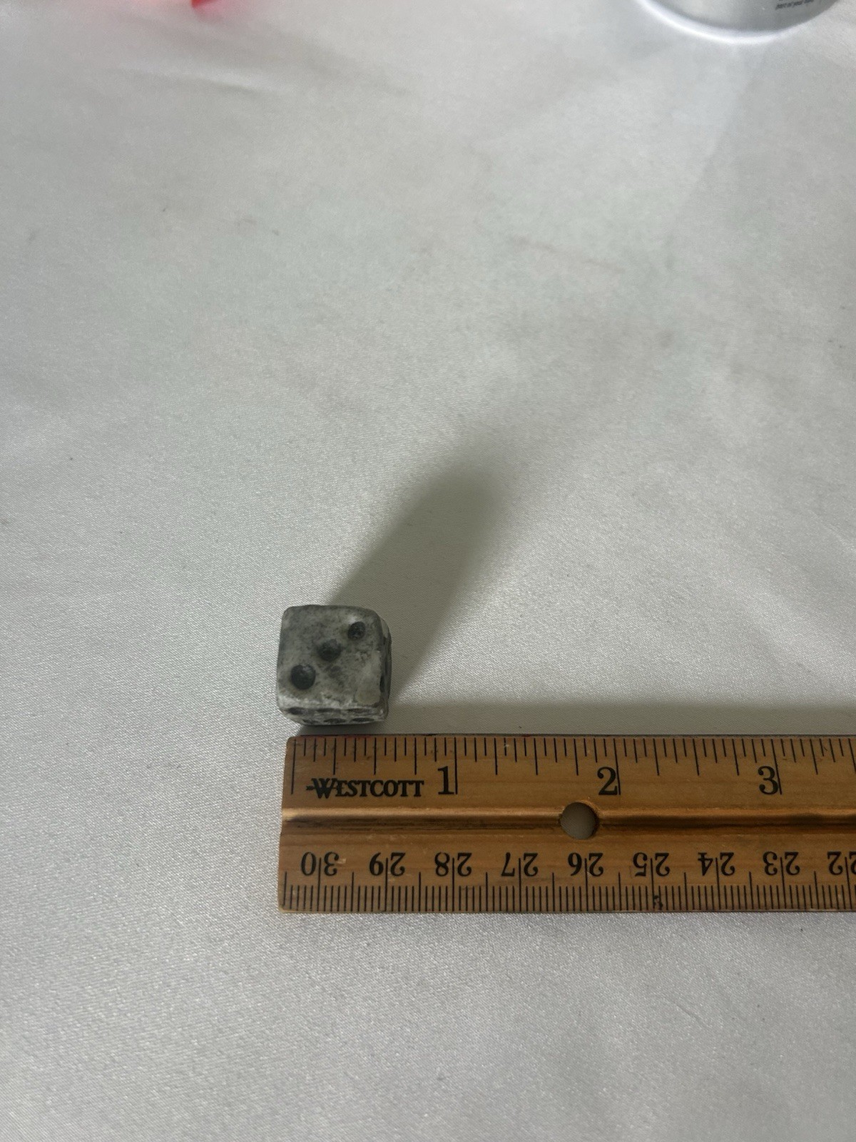 Vintage Primitive Heavy Metal Gambling Die – Hand Punched Pips – Lead/Pewter?