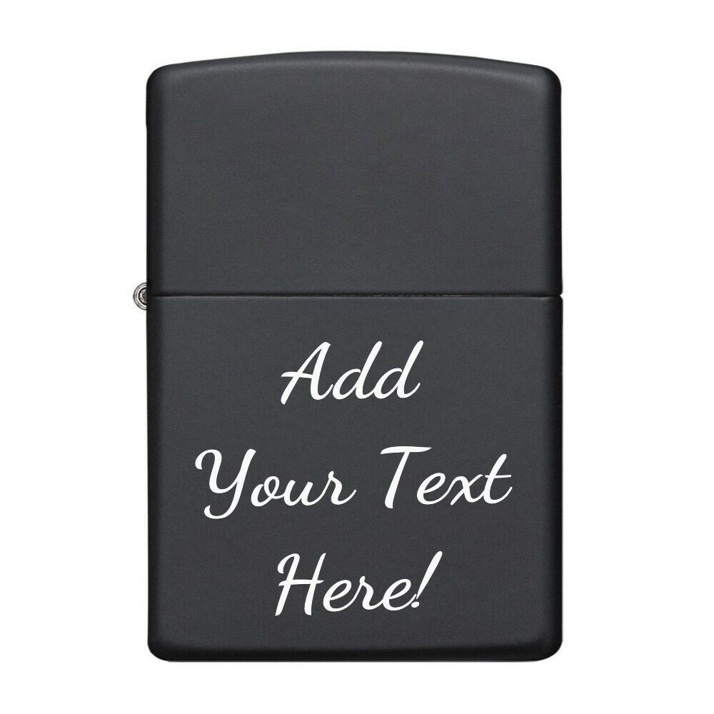 Black Matte Zippo Lighter Custom Personalized Engraved Message On Front