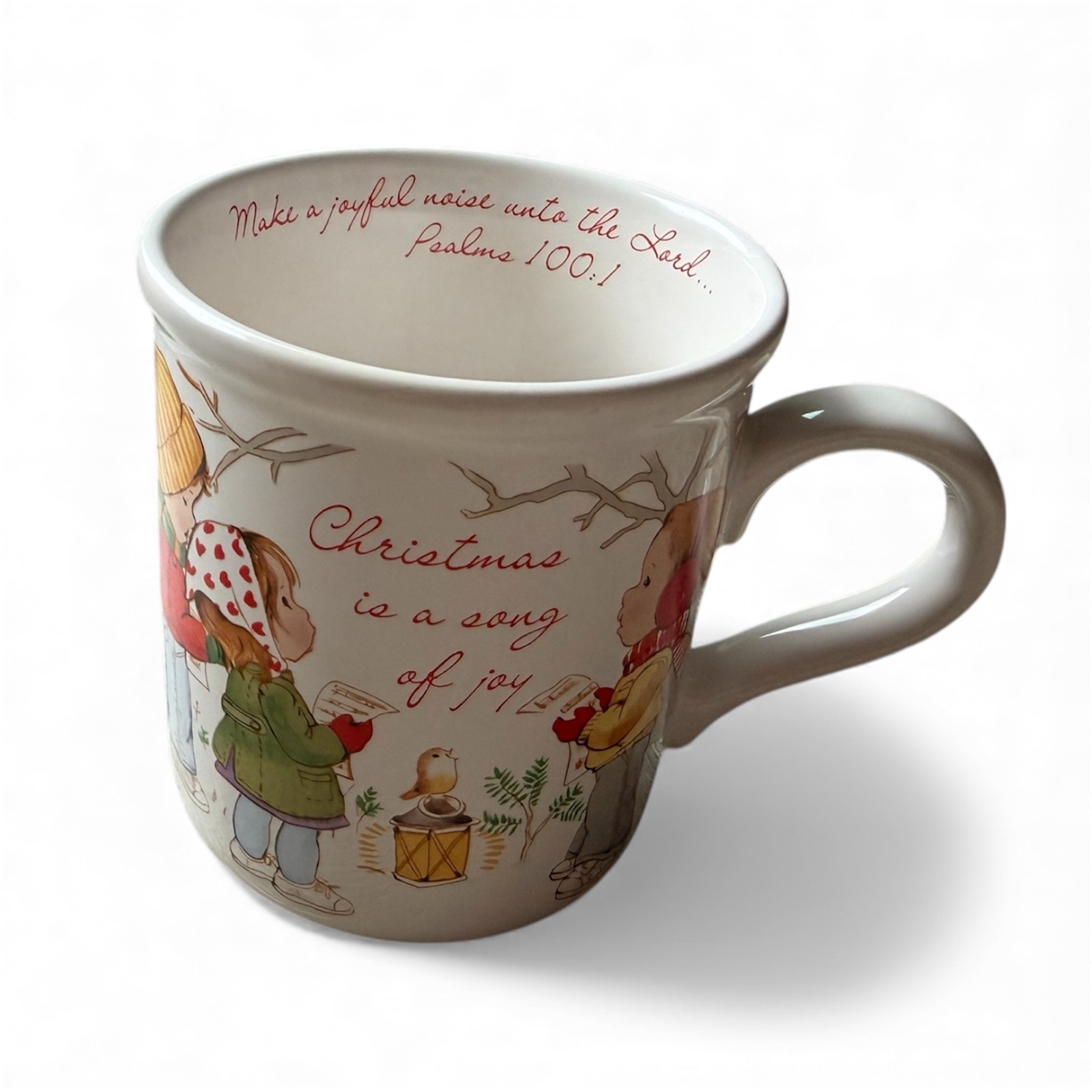 1985 GENTLE HEARTS MUG | VINTAGE | CHRISTMAS | 61703 | PSALMS 100:1 | JOY