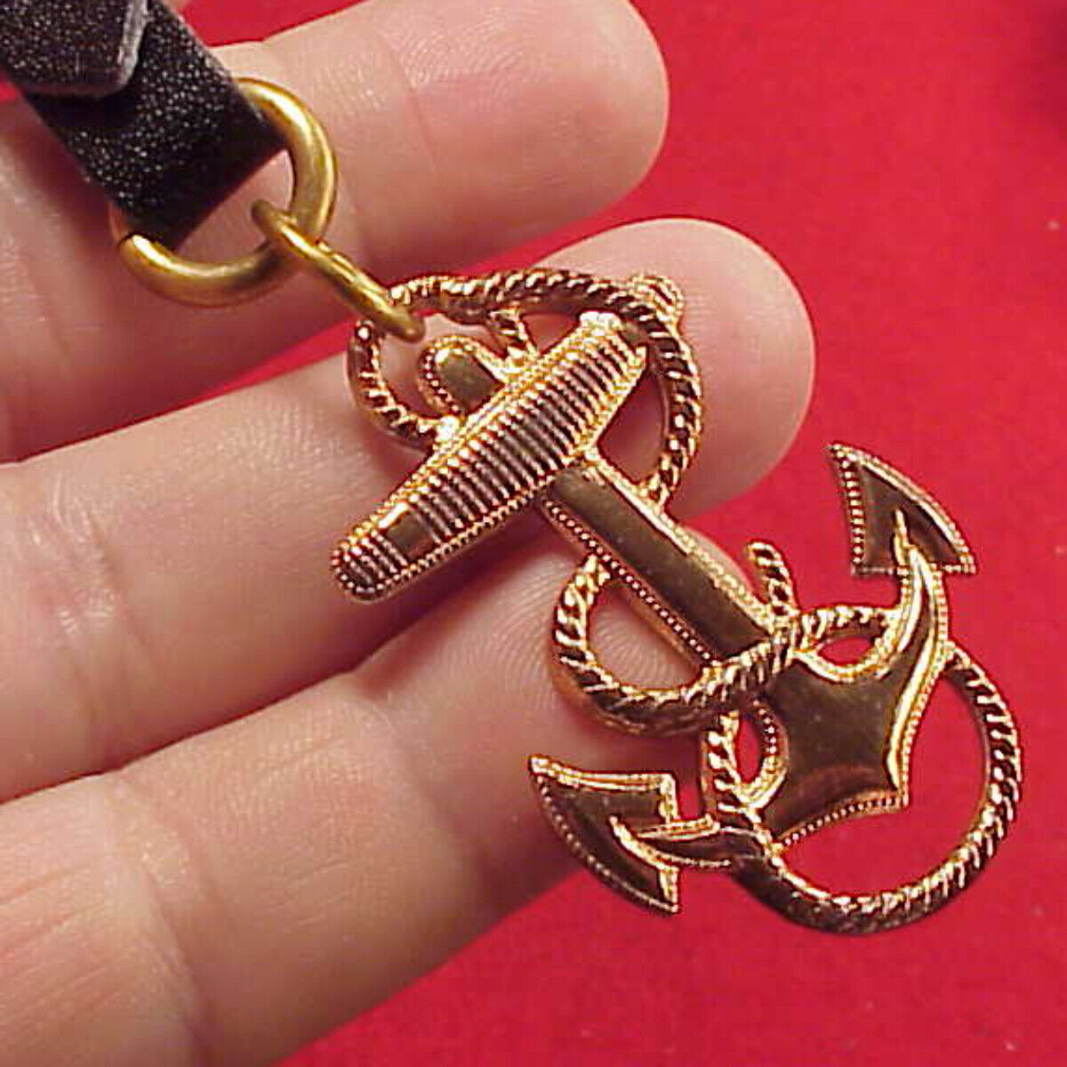 Vintage Heavy Solid Brass Ship Anchor Rope 1 3/4 ht Pocket Watch Fob Key chain 