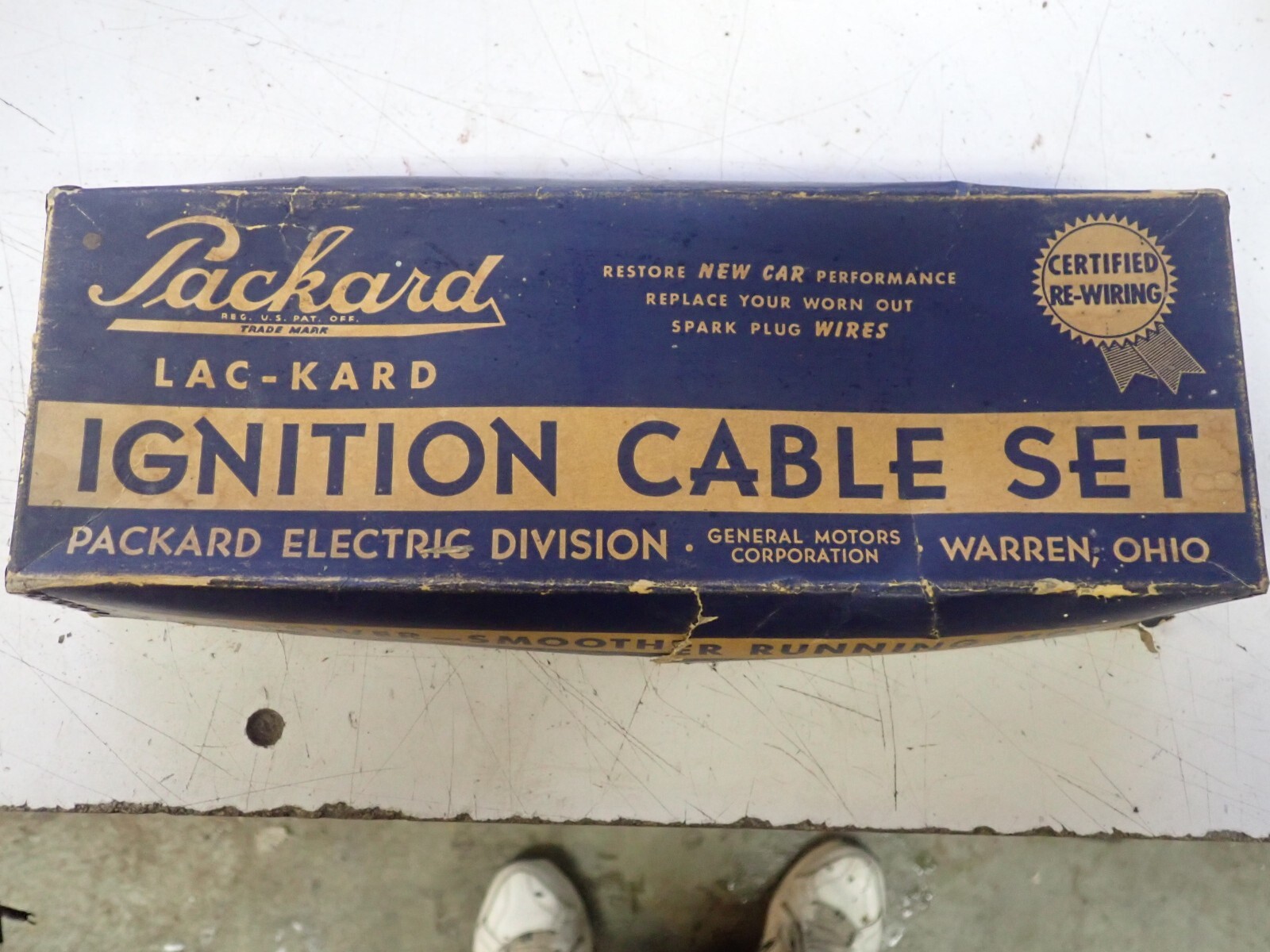 NOS 1940s Packard Spark Plug Wire Set Cool Original Box For Display 