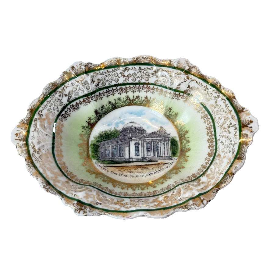 SAN ANTONIO Church Wheelock TX TEXAS ANTIQUE Souvenir CHINA TRINKET Dish