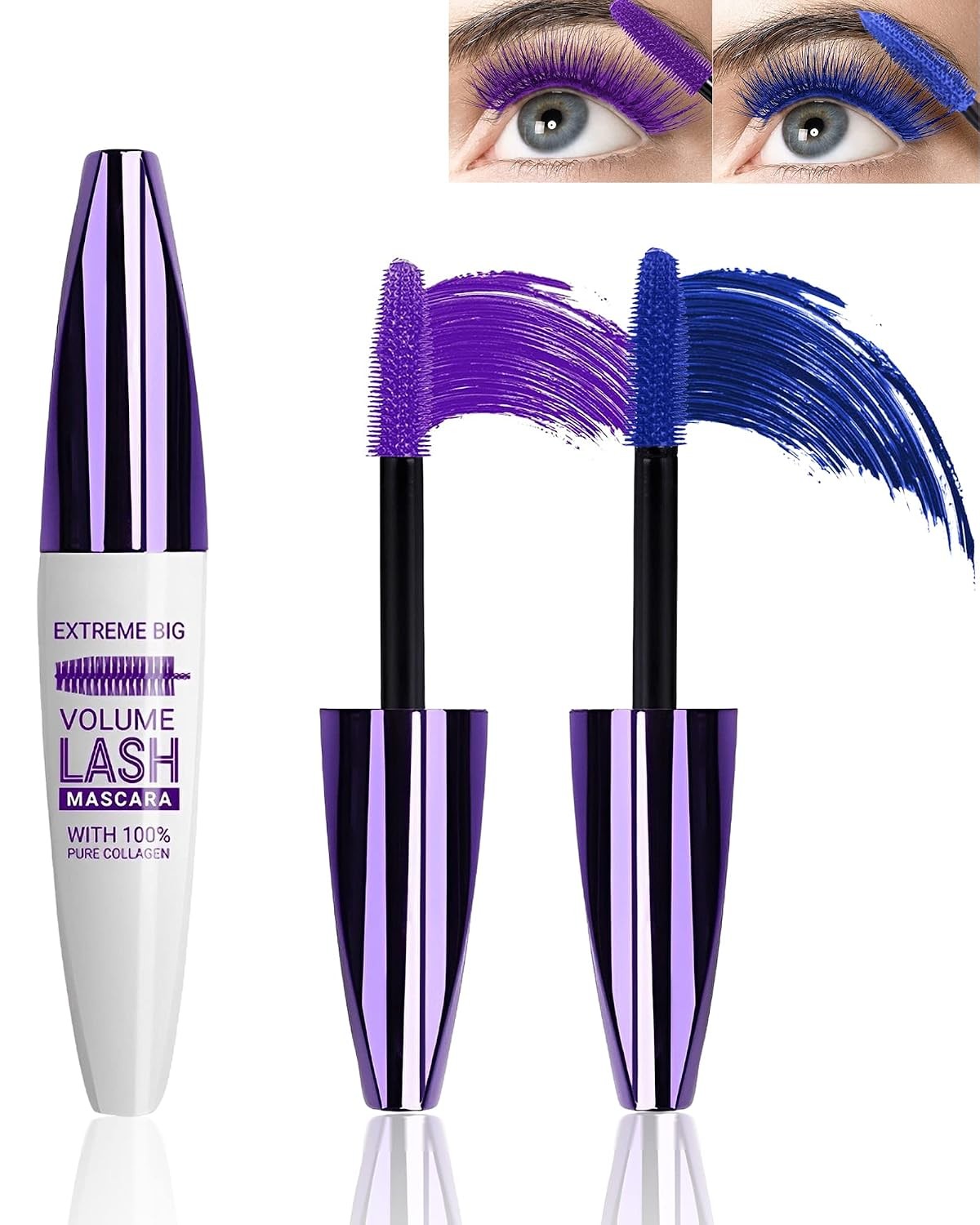Purple Blue 5D Mascara for Eyelashes,Christmas Waterproof Mascara for Women Purple Blue 5D Mascara for Eyelashes,Christmas Waterproof Mascara for Women