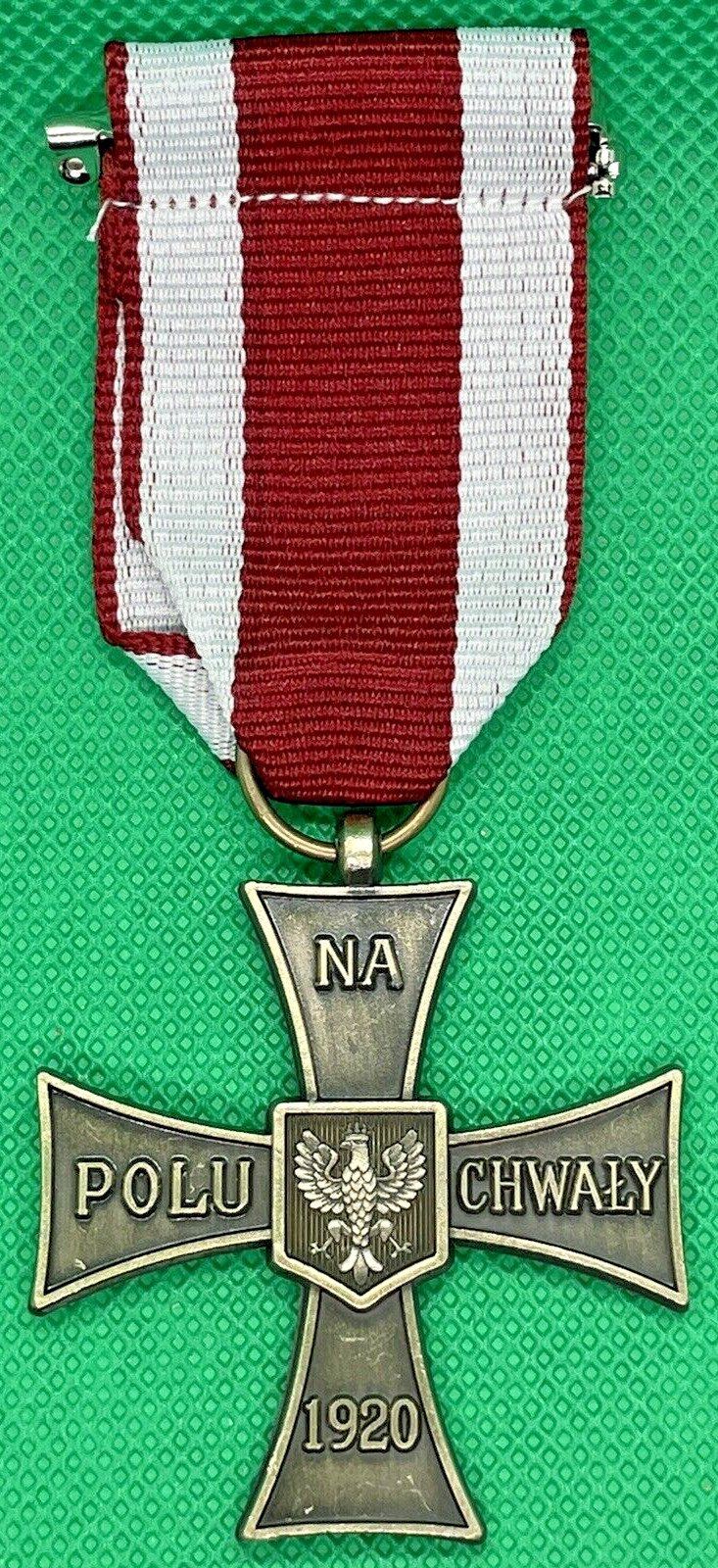 Polish Cross of Valor (1920) for Fighters with Ribbon - WW2 - Krzyż Walecznych