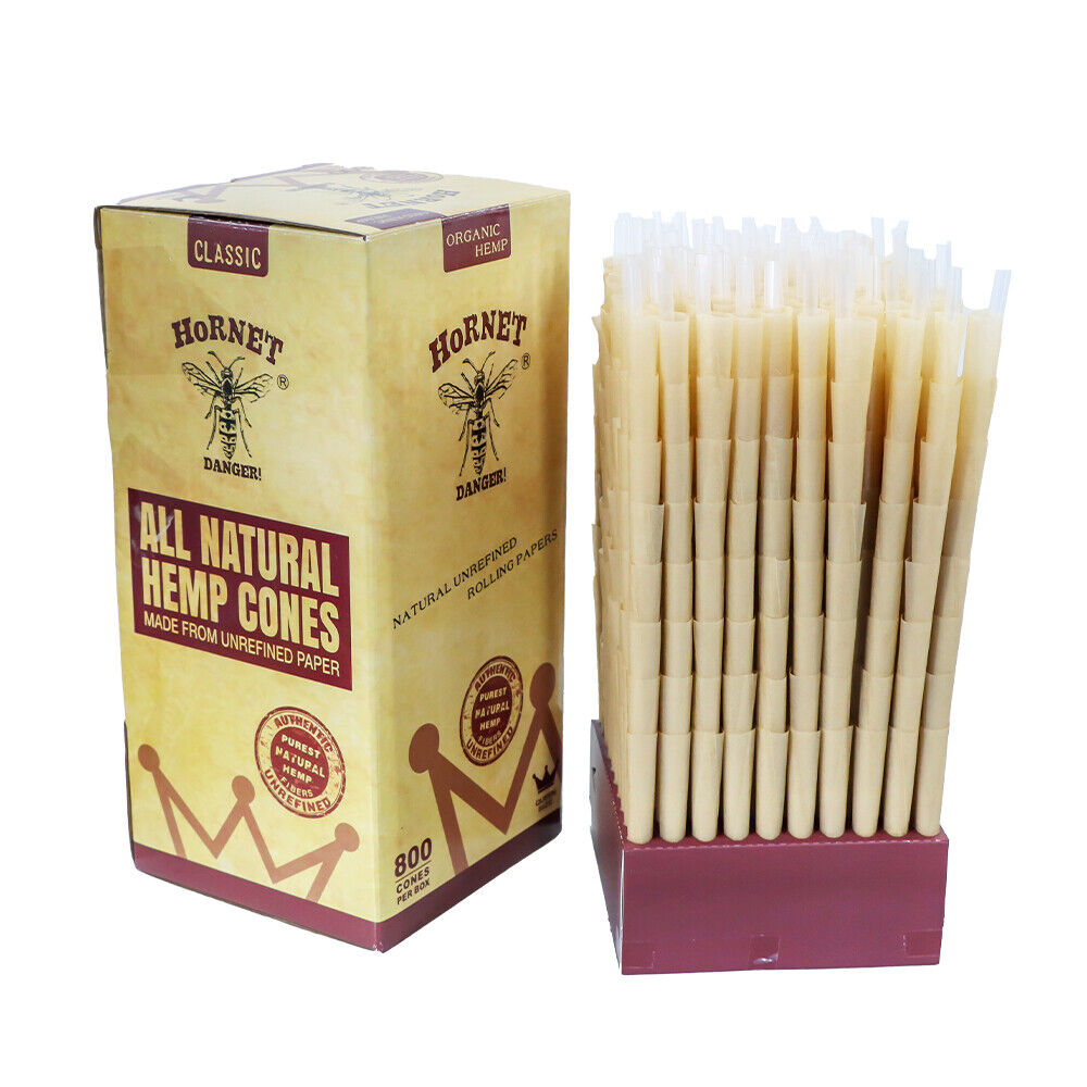 HORNET Classic King Size Natural Rolling Cones Pre-Rolled Papers 800pcs Full Box