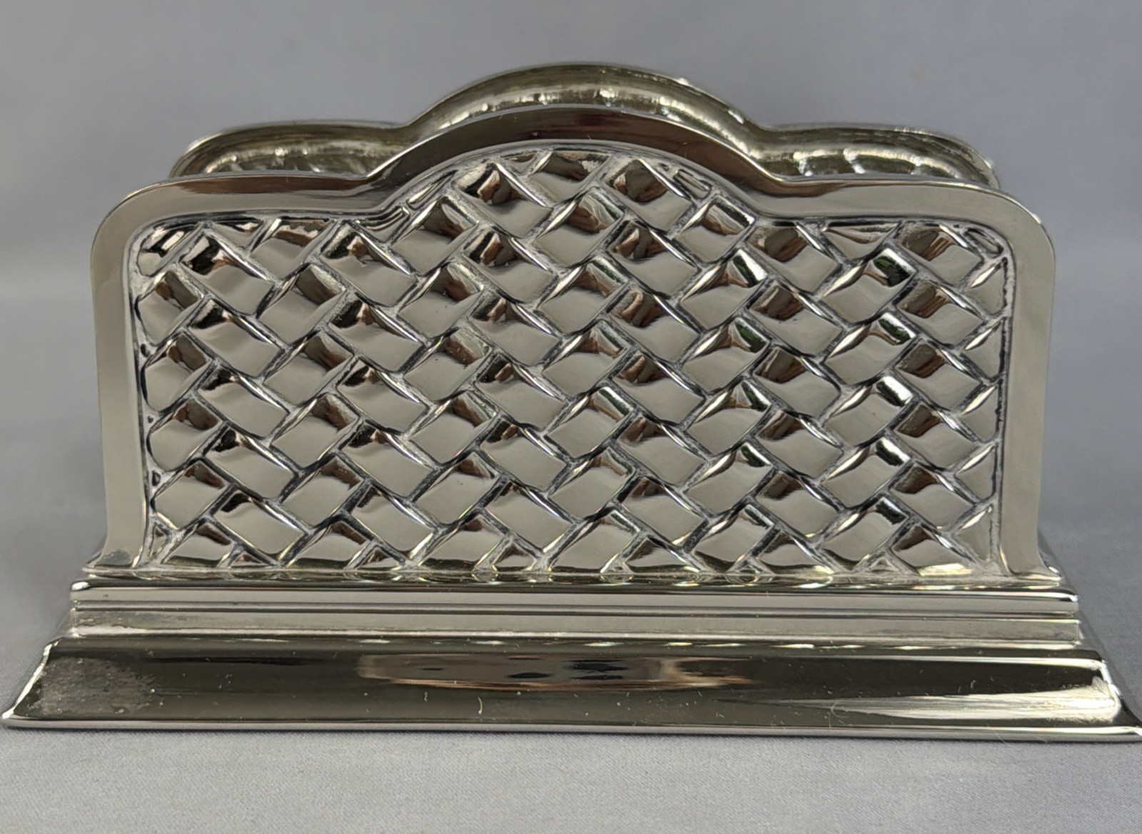 Vintage Godinger Silver Plated Basketweave Napkin Holder/ Letter Mail Organizer