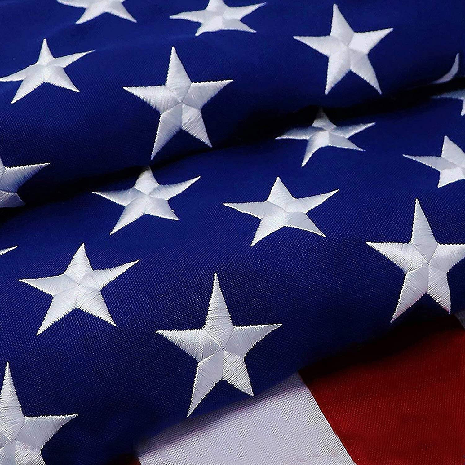 Storm Flyer 10x15 ft Tough Embroidered American Flag, Heavy Duty Spun Polyester