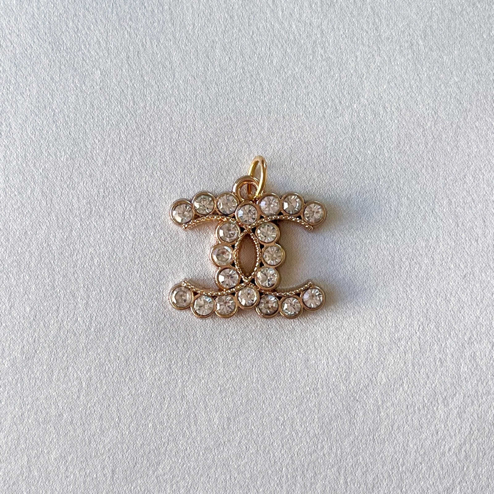 Chanel Zipper Pull Pendant, Clear Rhinestones, Gold, 22mm, Stamped Chanel Zipper Pull Pendant, Clear Rhinestones, Gold, 22mm, Stamped