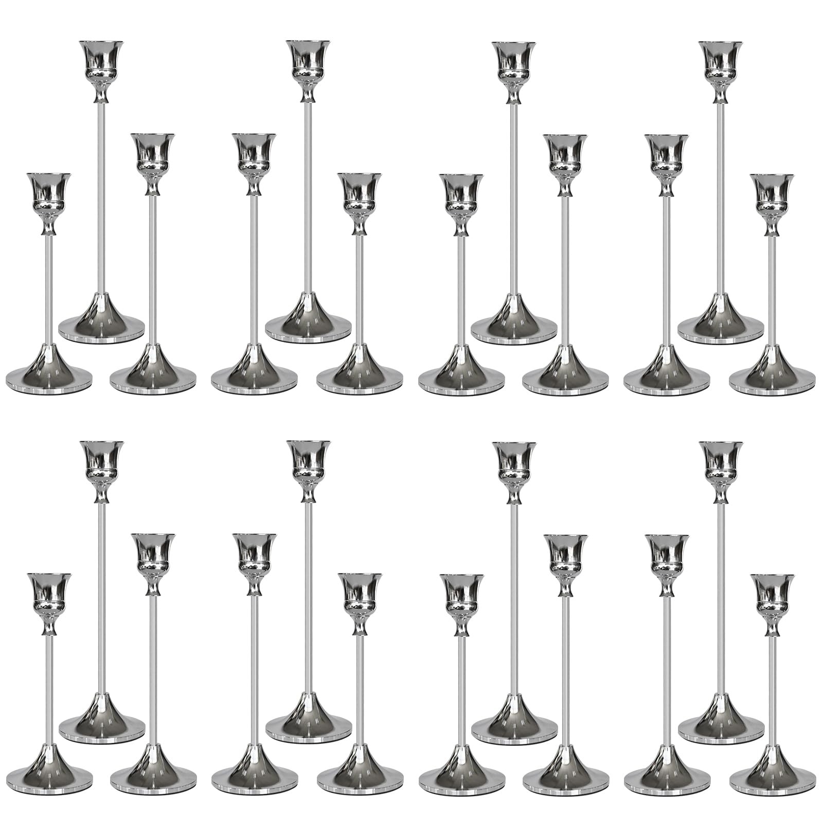 Showin Candlestick Holders Silver 24 Packs Taper Candle Holder For Candle Showin Candlestick Holders Silver 24 Packs Taper Candle Holder For Candle