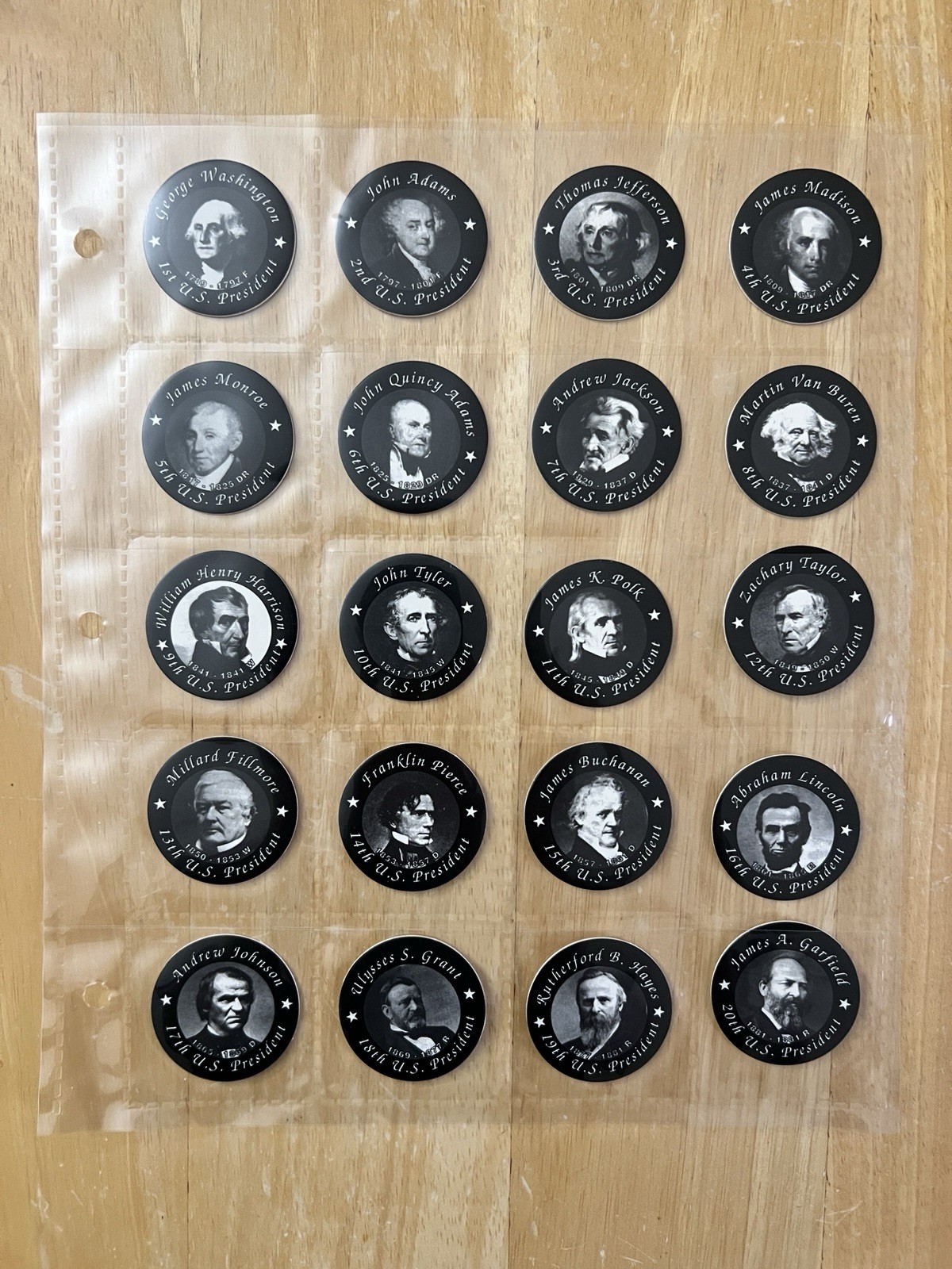 RARE Vintage US Presidents Washington to Clinton Full Set of 42 POG Milk Caps