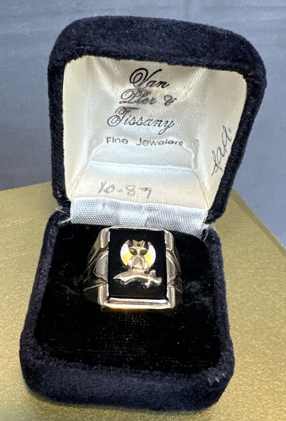 VTG 10k Gold & Stearling & Onyx Masonic Shriner Ring 10 Grams 1989 Sz 10 TESTED