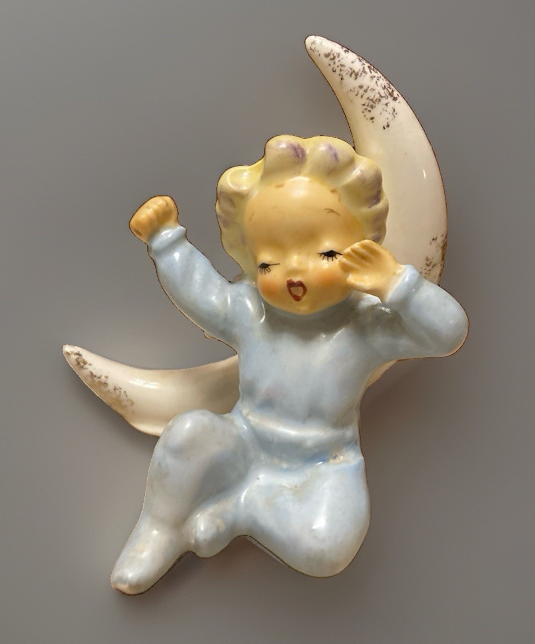 Vintage MCM Shafford Sleepy Pajama Angel Child By Crescent Moon Figurine Japan