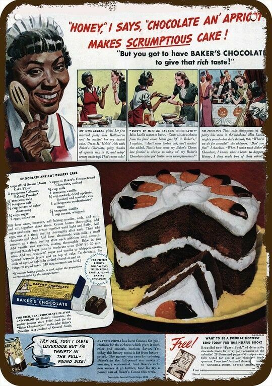 1939 BAKER\'S CHOCOLATE Vintage-Look-Edge DECORATIVE REPLICA METAL SIGN