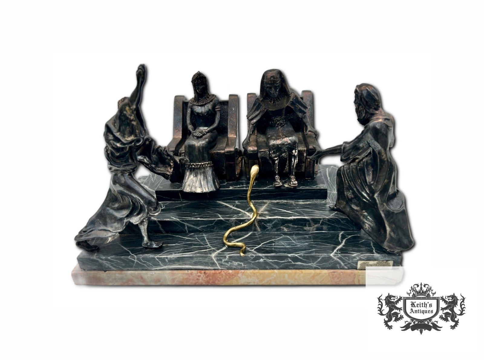 Vintage Yaacov Heller Let My People Go Silver Statue Moses Aaron Court Marble