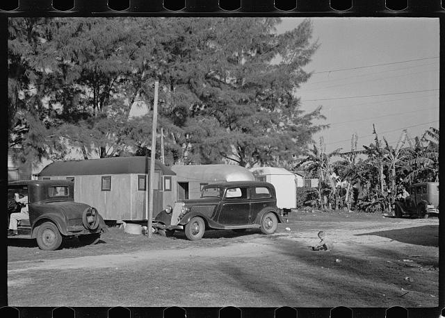Photo:1930s Trailer Camp Vintage Cars Rural Scene