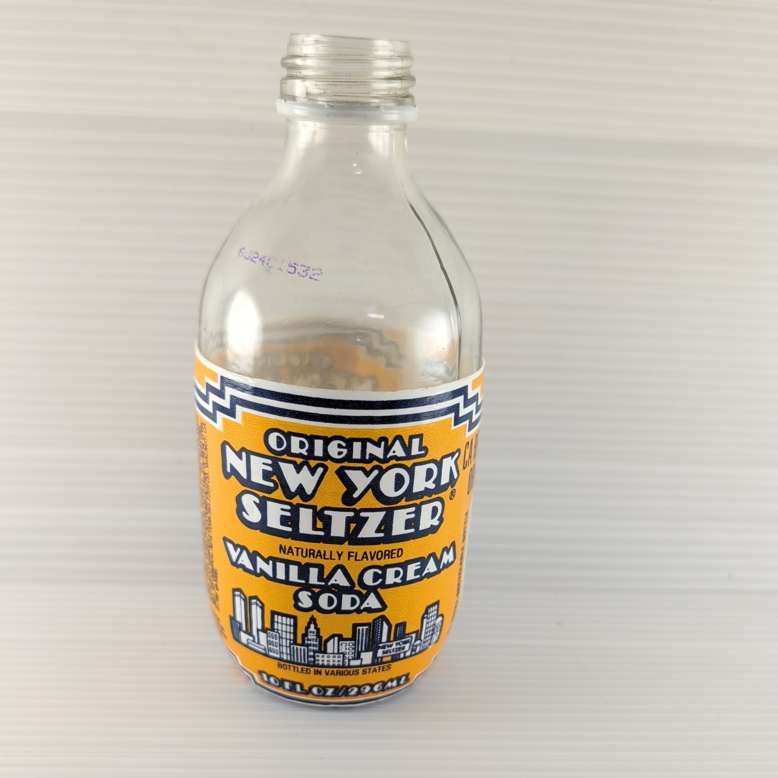Vintage 1980s NEW YORK SELTZER Vanilla Cream Bottle WORLD TRADE CENTER graphics 