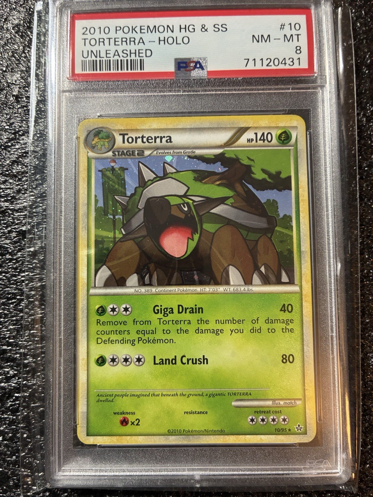 Pokémon 2010 HGSS Unleashed Torterra Cosmos Holo #10 PSA 8 Pop 37