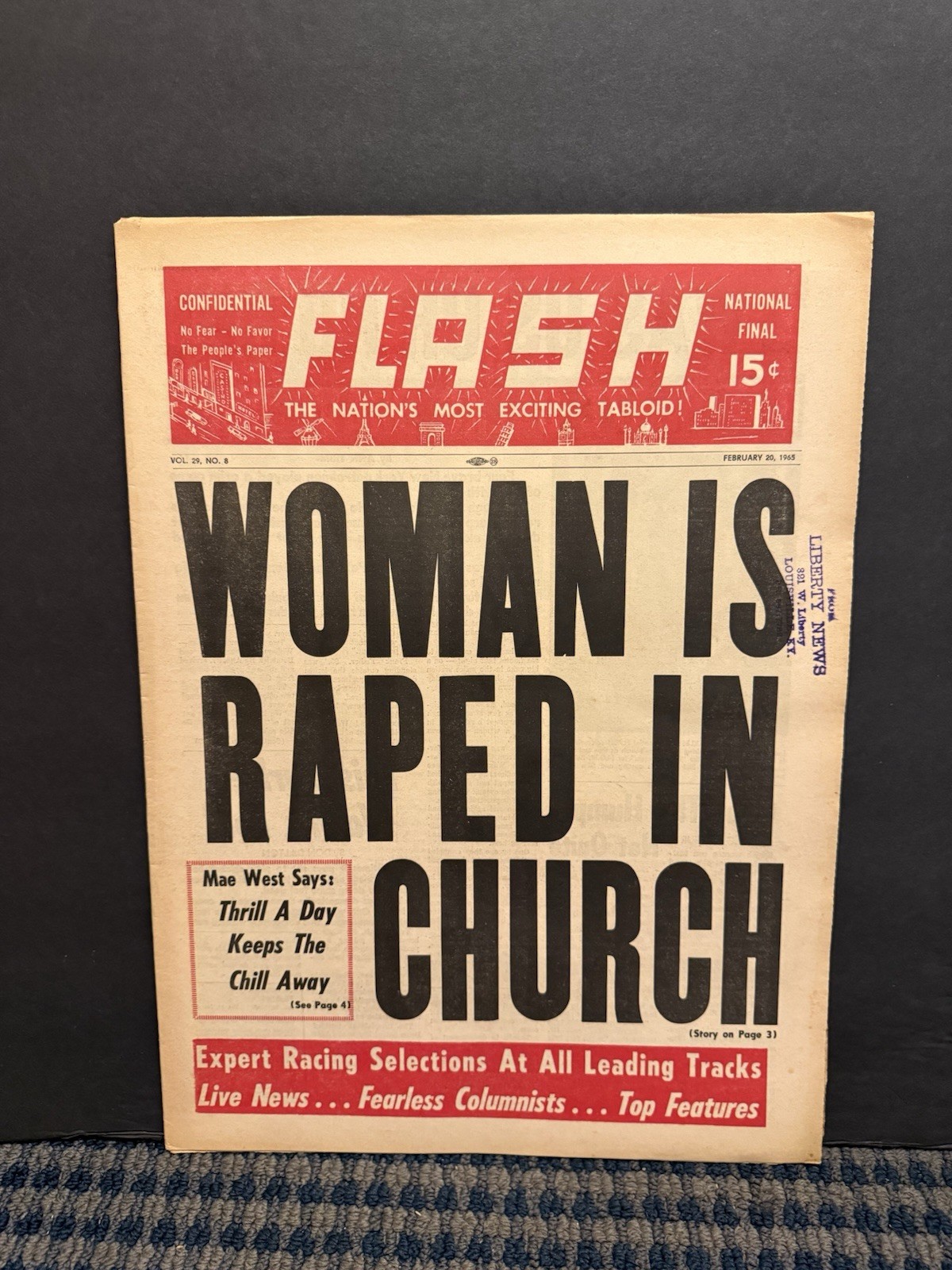 1965 Confidential Flash NewsPaper, Mae West says Thrill a Day/Chill    (VRN10P)