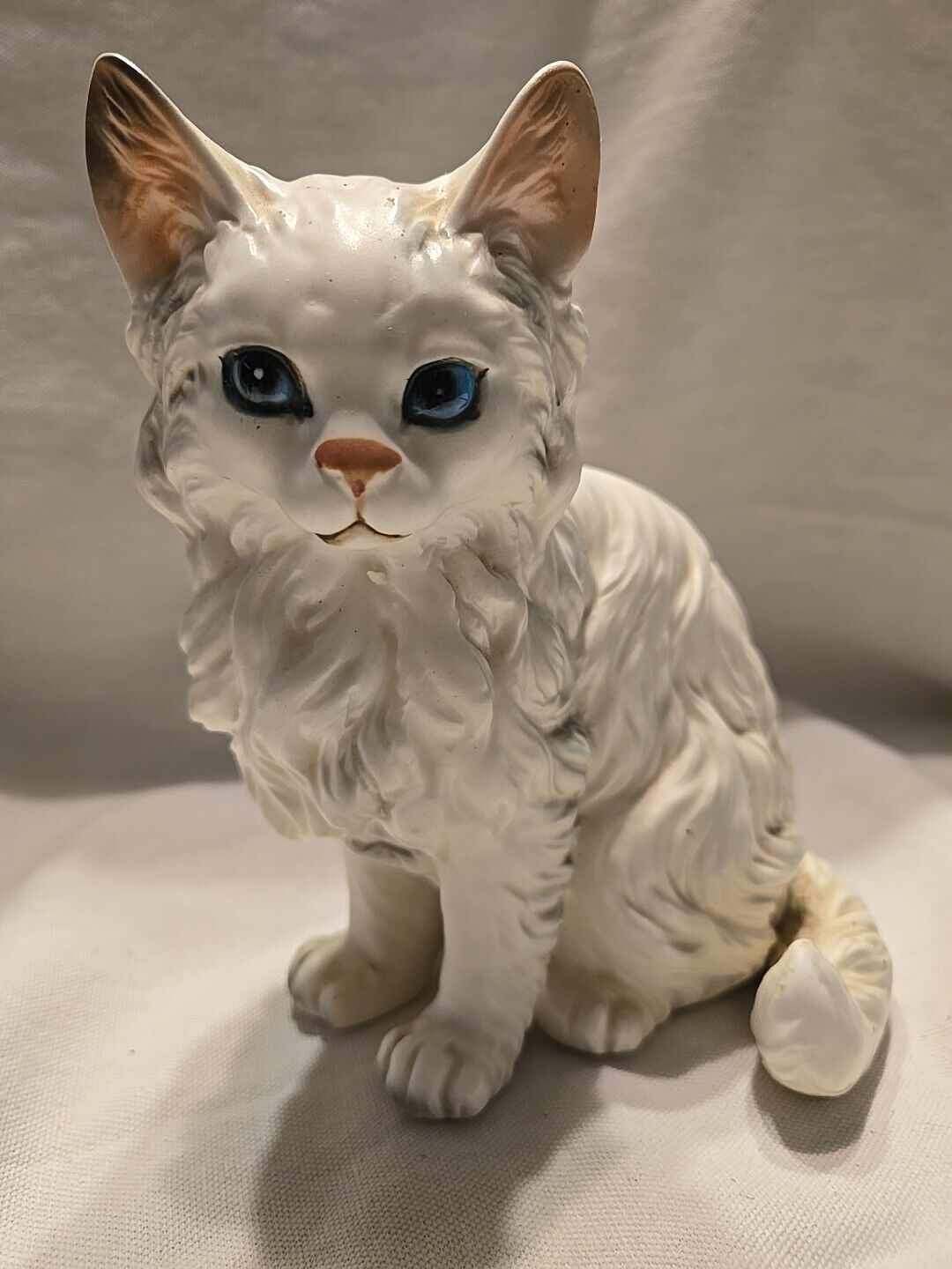 Vintage LEFTON Porcelain WHITE CAT Figurien Marked H1514 W/Tag 🤍NICE🤍