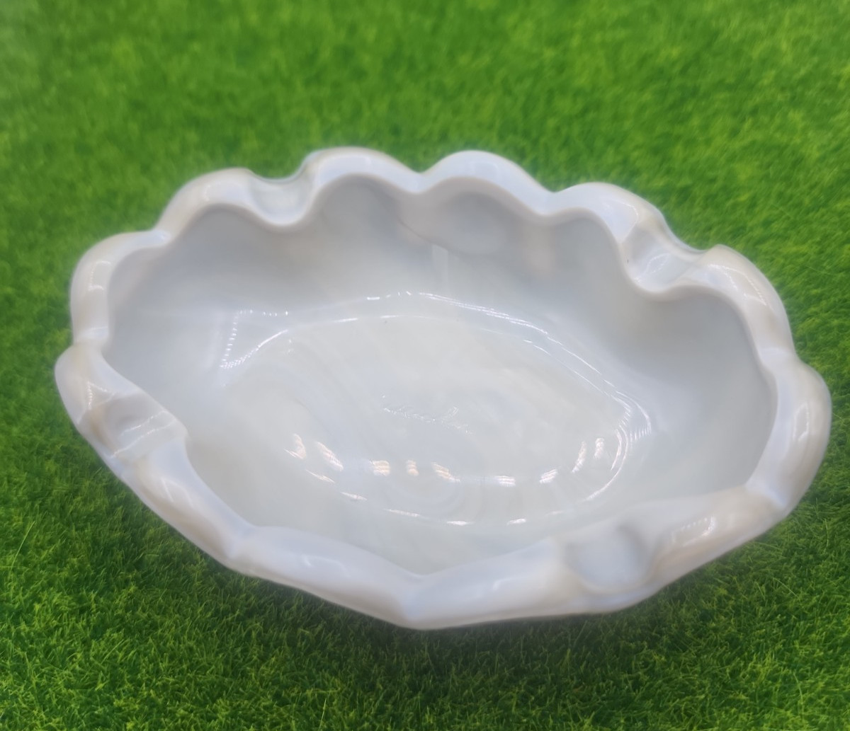 Weishar Moon and Star Glass Gray Marble Ashtray 4.25\