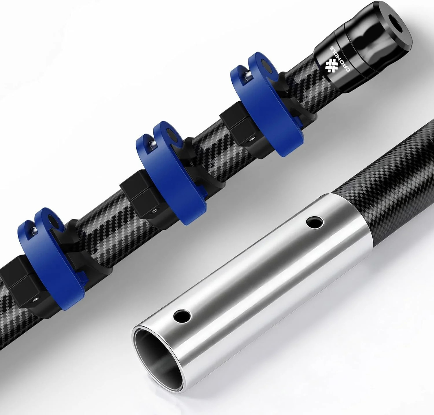 Carbon Fiber Pool Pole Telescopic, 4.6-16FT Adjustable Compact Pool Pole