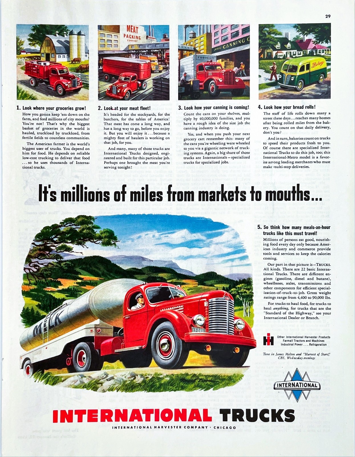 International Trucks International Harvester Co Chicago IL 1949 Vtg Mag Print Ad