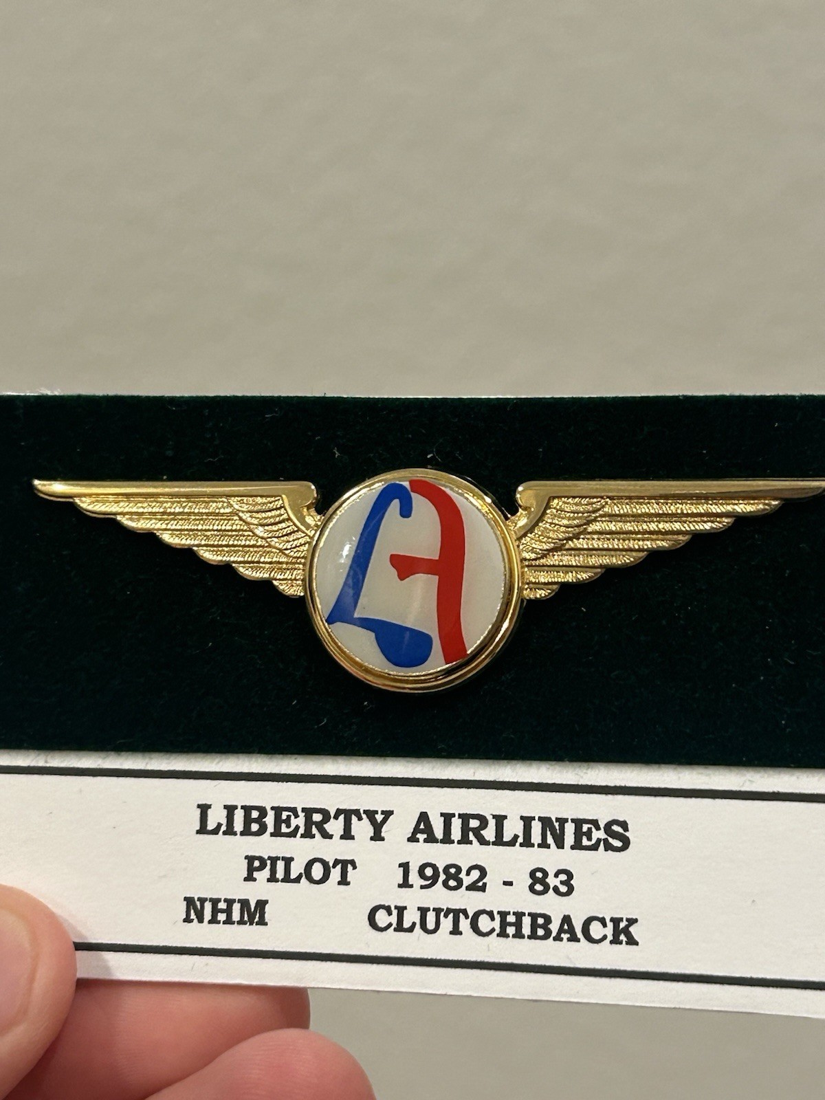 Vintage Liberty Airlines Pilot Wings Pin 1982-1983 Commuter Carrier Rare
