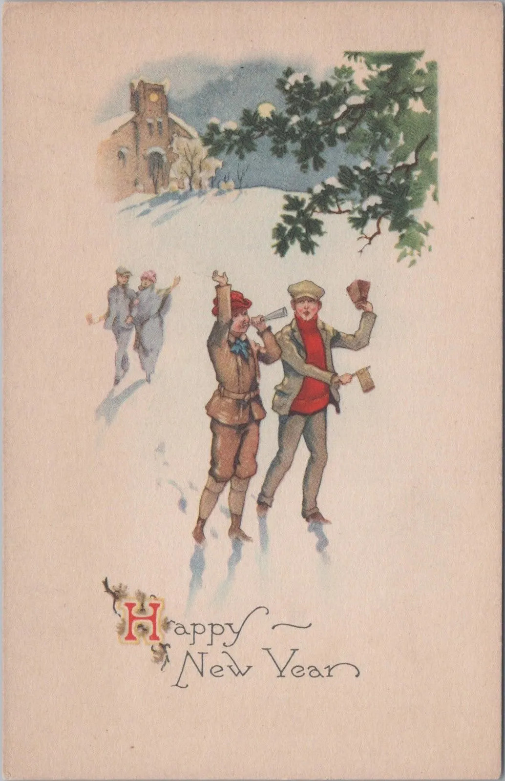 Antique New Year's Postcard – Divided Back Era- Couple Celebrates The Day Antique New Year's Postcard – Divided Back Era- Couple Celebrates The Day