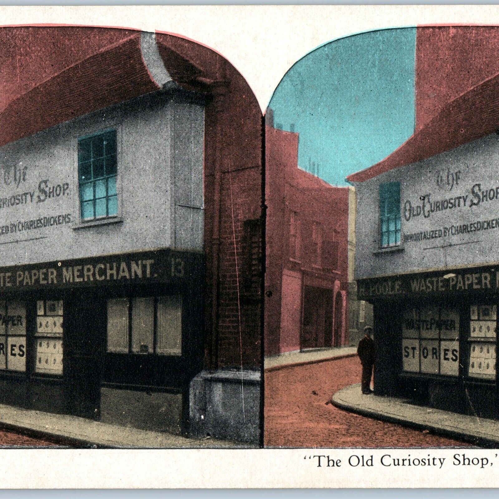c1900s London, England Old Curiosity Shop Charles Dickens Paper Stereoview V38