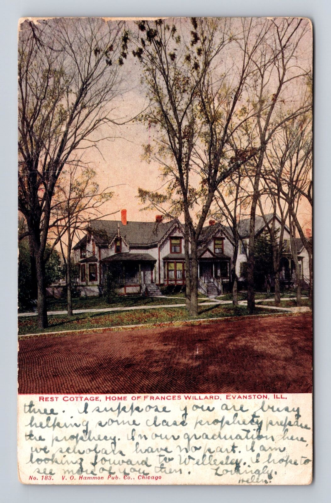 Evanston IL-Illinois, Rest Cottage, Home Frances Willard Vintage c1912 Postcard