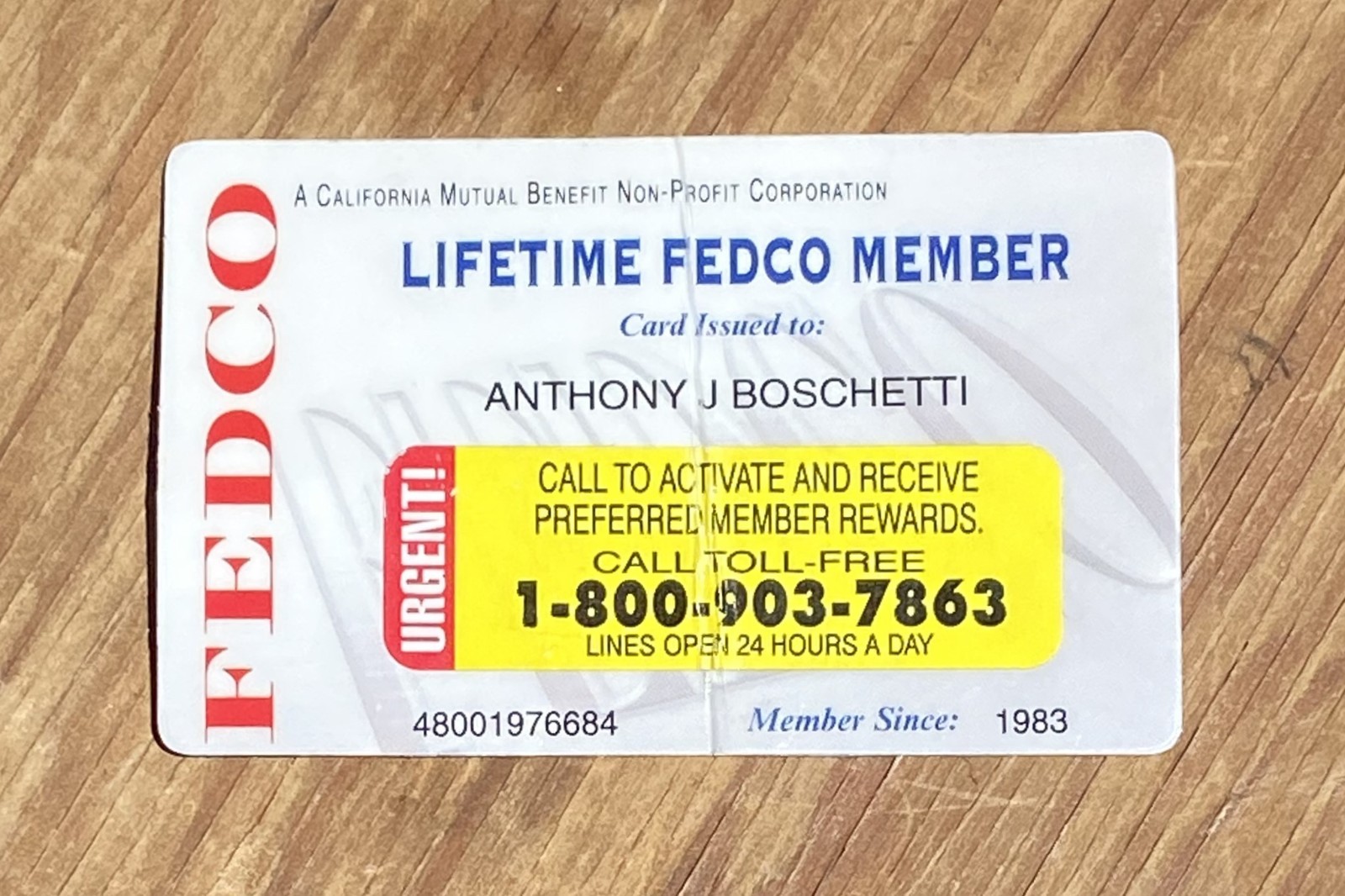 Old Vintage LIFETIME FEDCO MEMBER I.D. Membership and or Credit Charge Card ?