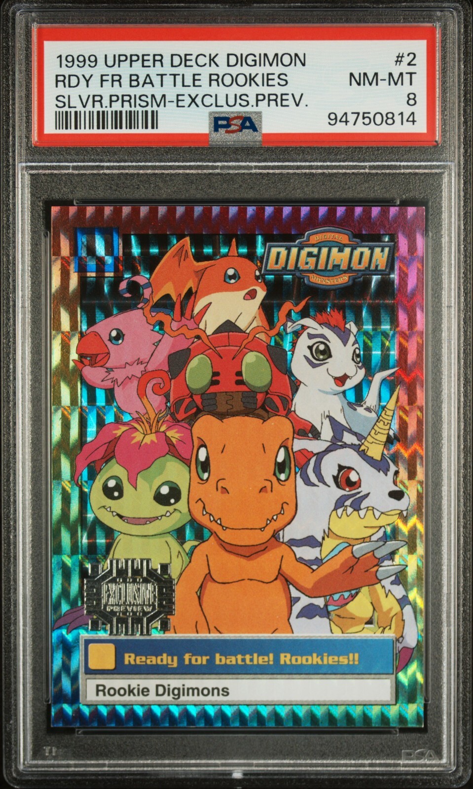 1999 Upper Deck Digimon - Rookies PSA 8 - Silver Prism Exclusive Preview Stamp