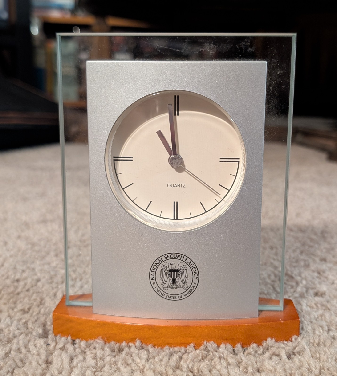 Vintage NSA National Security Agency United States of AmericaQuartz Desk Clock 