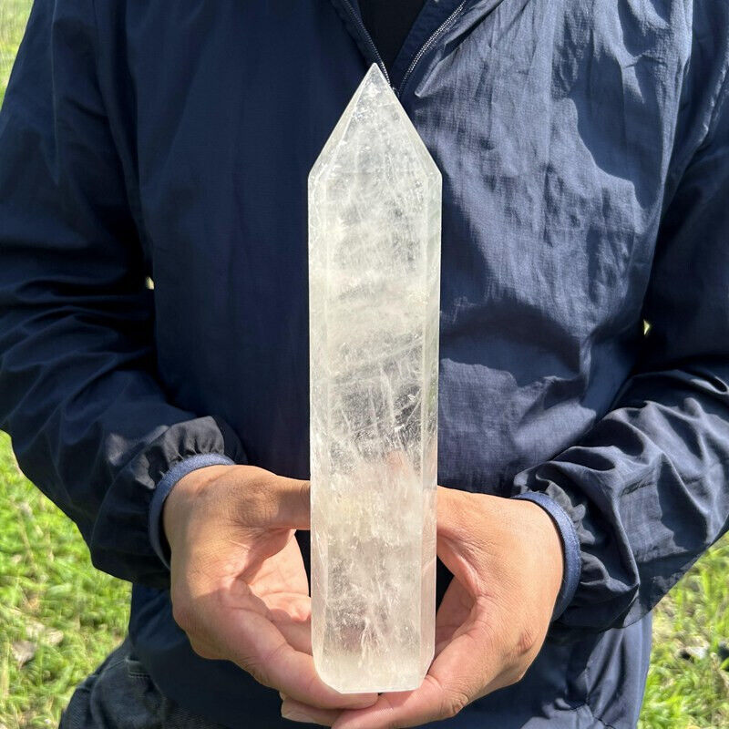 1130g Natural Clear Quartz Obelisk Crystal Energy Point Reiki Healing Gem