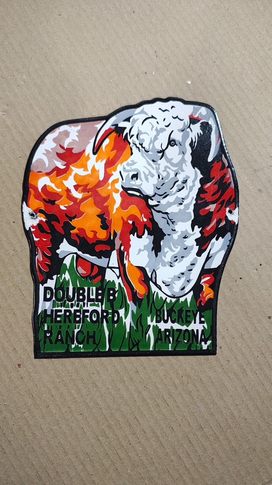 Porcelain Double B Hereford Cattle Enamel Sign Size 8\