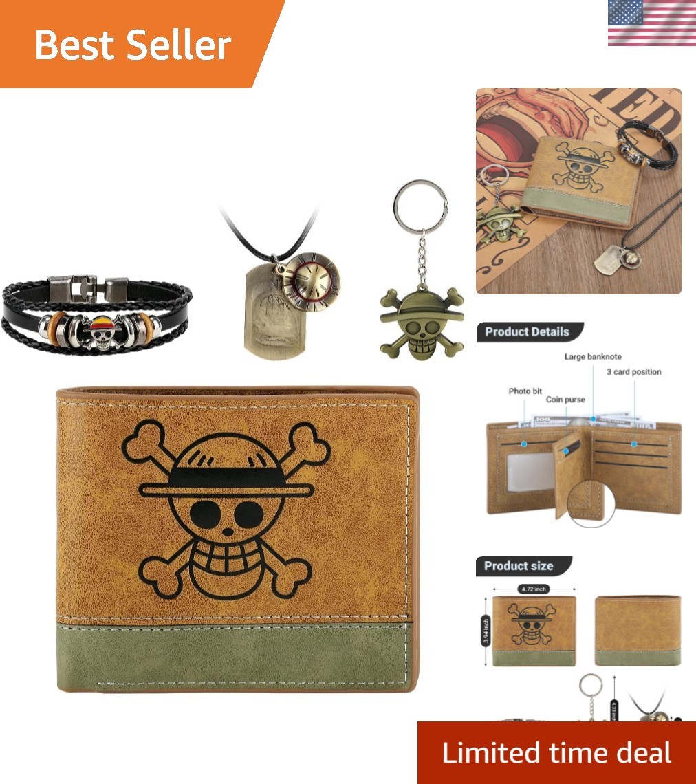Sleek Luffy 4-Piece Wallet Set - Anime Accessories with Keychain & Bracelet Sleek Luffy 4-Piece Wallet Set - Anime Accessories with Keychain & Bracelet