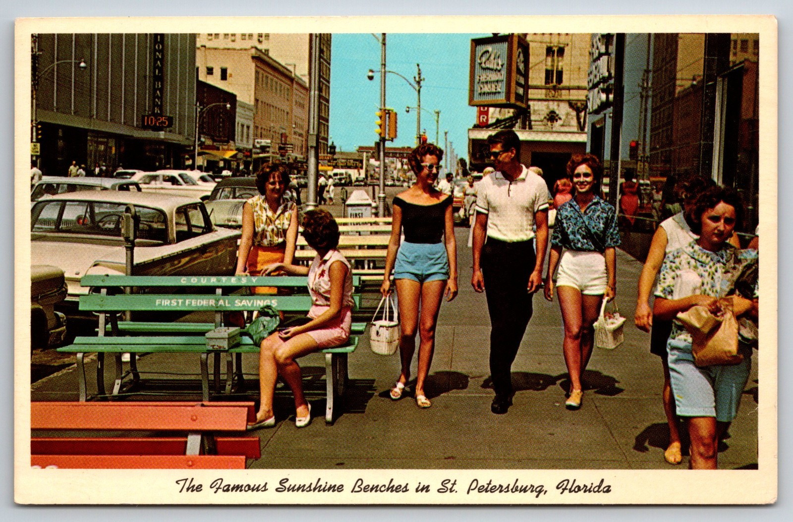 c1960s St Petersburg FL Downtown Main Street View People Postcard Shops Fashion c1960s St Petersburg FL Downtown Main Street View People Postcard Shops Fashion