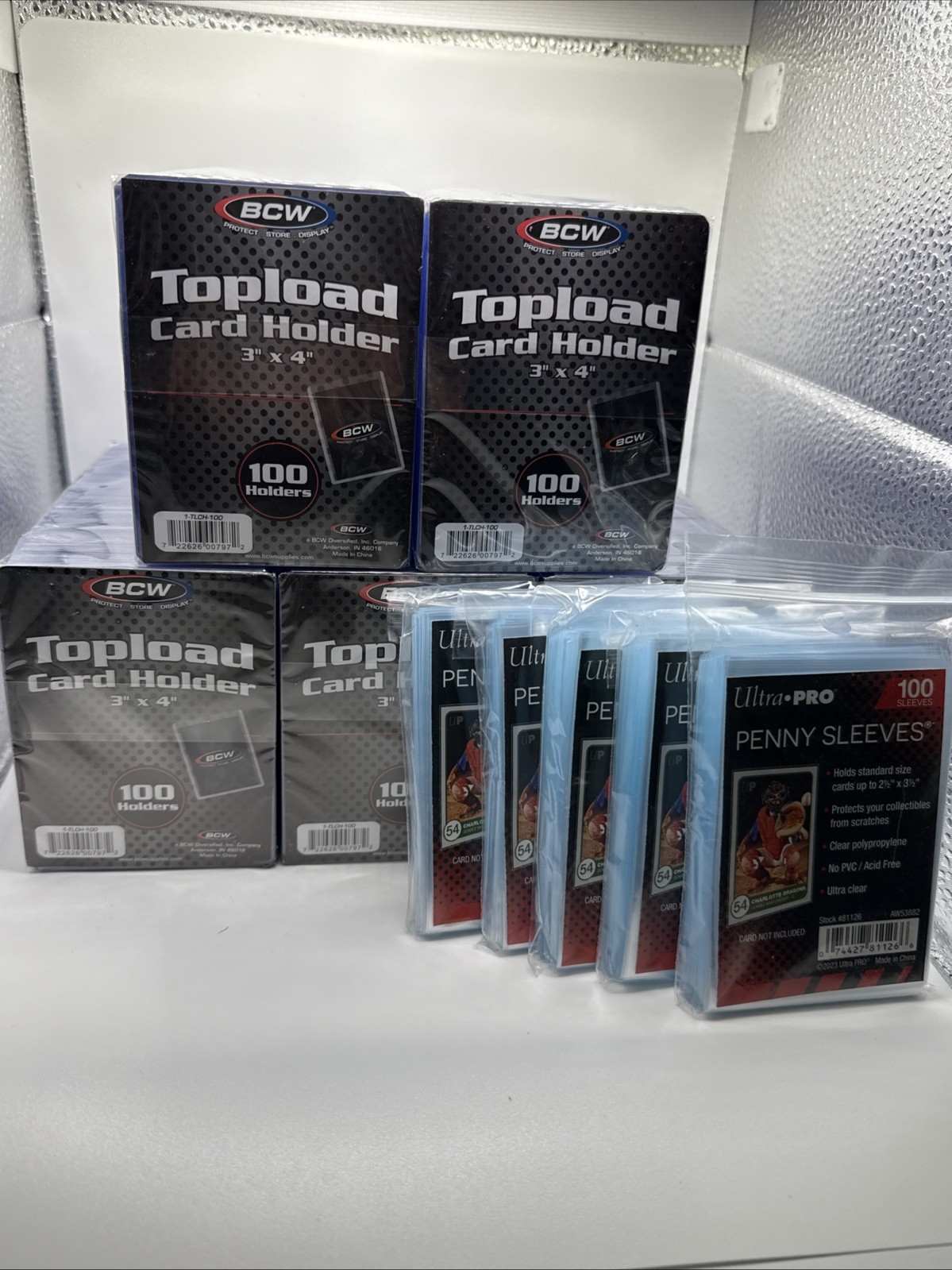 BCW 3X4 35pt 500 Toploaders for Standard Cards and 500 Ultra Pro Soft Sleeves BCW 3X4 35pt 500 Toploaders for Standard Cards and 500 Ultra Pro Soft Sleeves