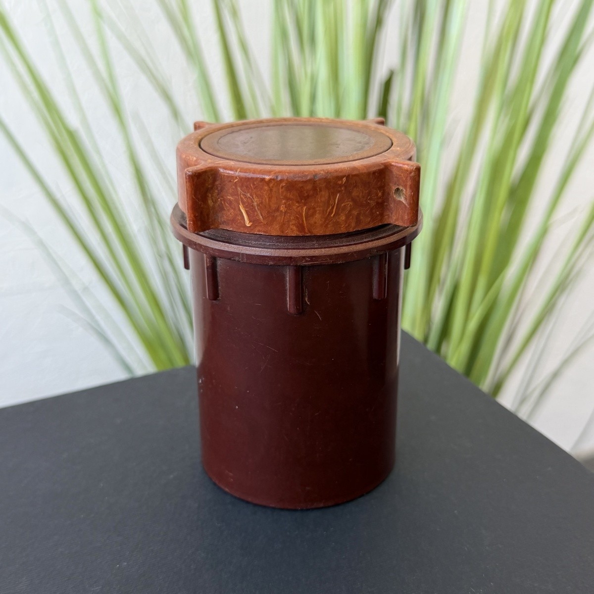 Vintage Soviet Bakelite Storage Container with Screw Lid USSR Military Case Box
