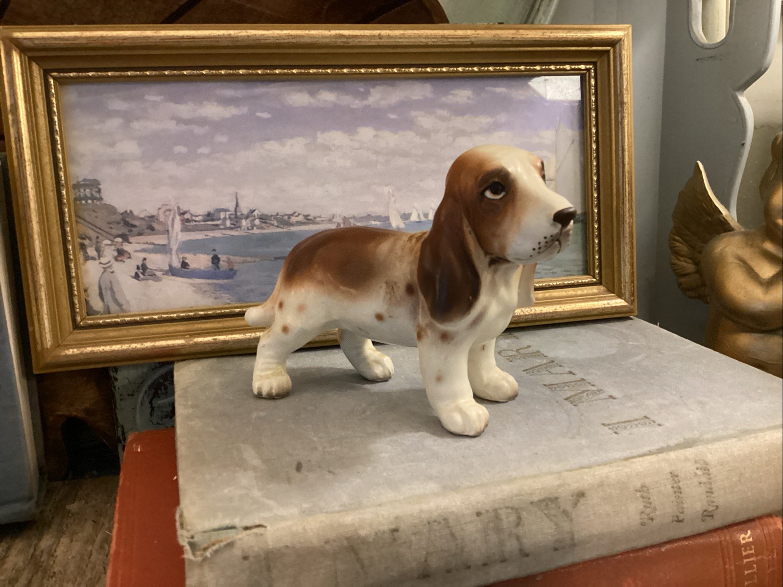 Vintage Ceramic Basset Hound Dog Figurine, NAPCO, Japan Puppy