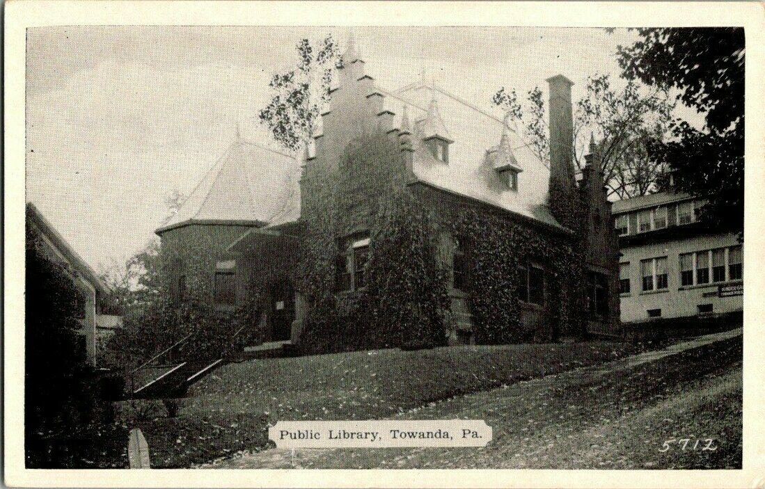 1930'S. TOWANDA, PA. PUBLIC LIBRARY. POSTCARD.