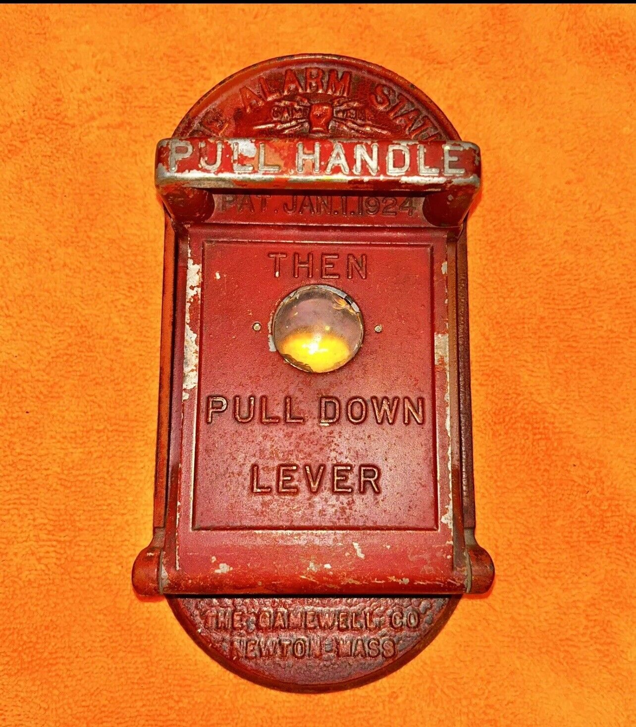 Vintage Gamewell Fire Alarm Box Pull Station Patented 1924