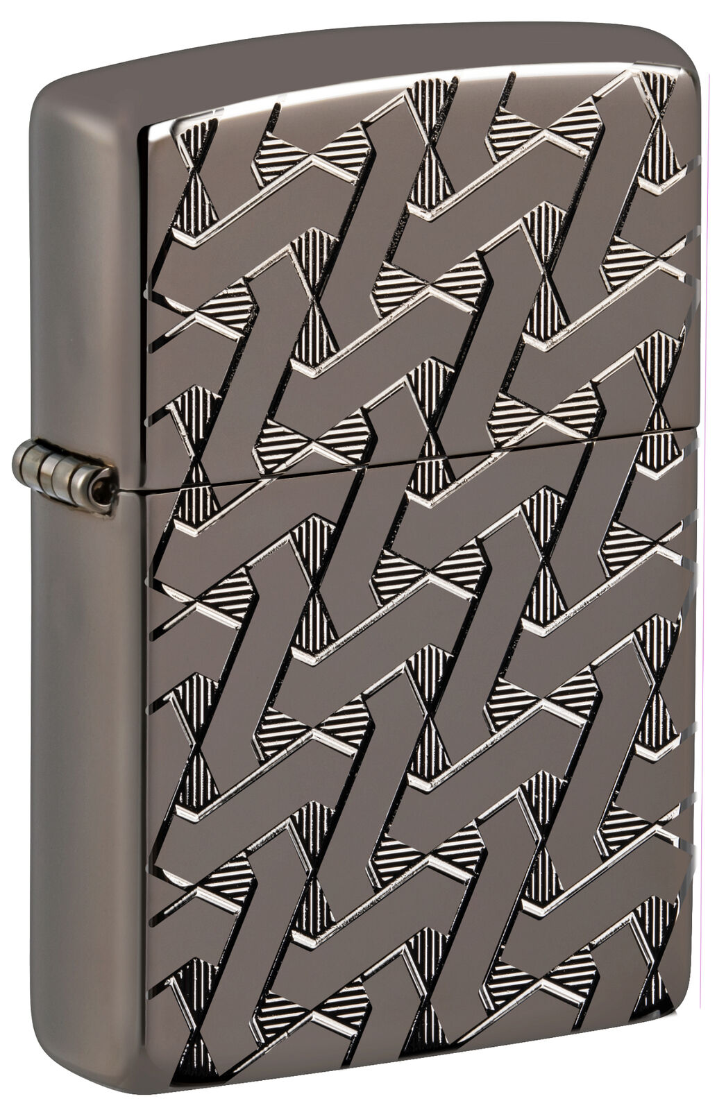 Zippo Armor Geometric Weave High Polish Black Windproof Lighter, 49173