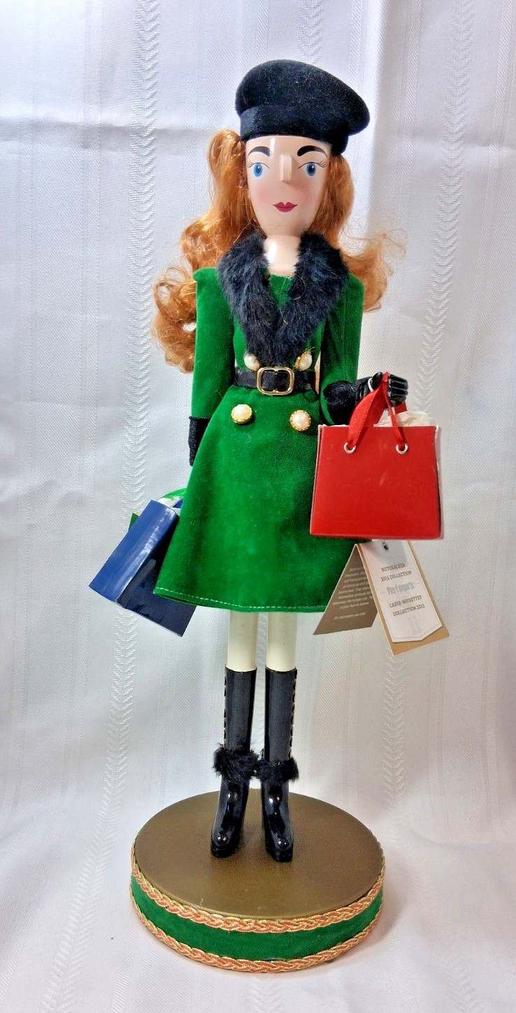 Pier 1 Imports Park Avenue Princess 18” Nutcracker Shopping Redhead Green Coat