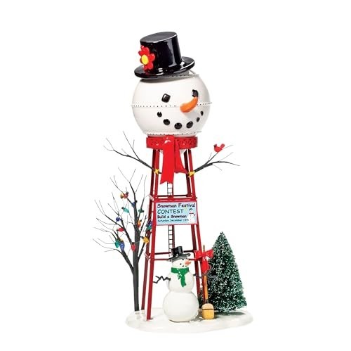 12 Inch Ceramic Water Tower Figurine Accessory for Village Display